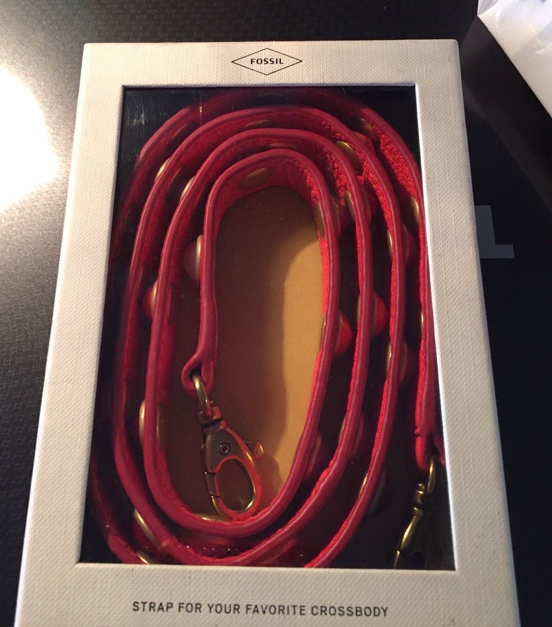 Fossil Xtra Purse-Strap Coral Leather & Gems Turn any Purse in to Crossbody! NWT