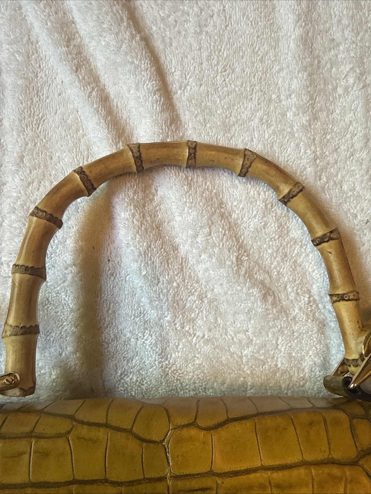 A. Bellucci yellow Italian Leather Handbag with Croc Embossed Tote