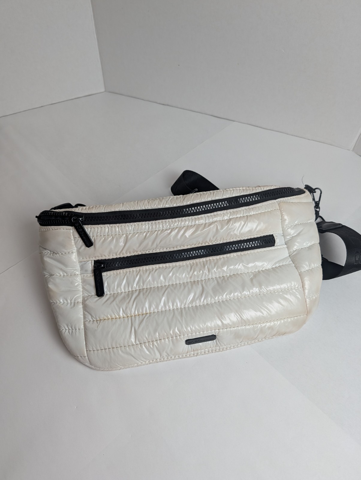 BCBG Generation White Quilted Three-in-One Convertible Belt Sling Shoulder Bag