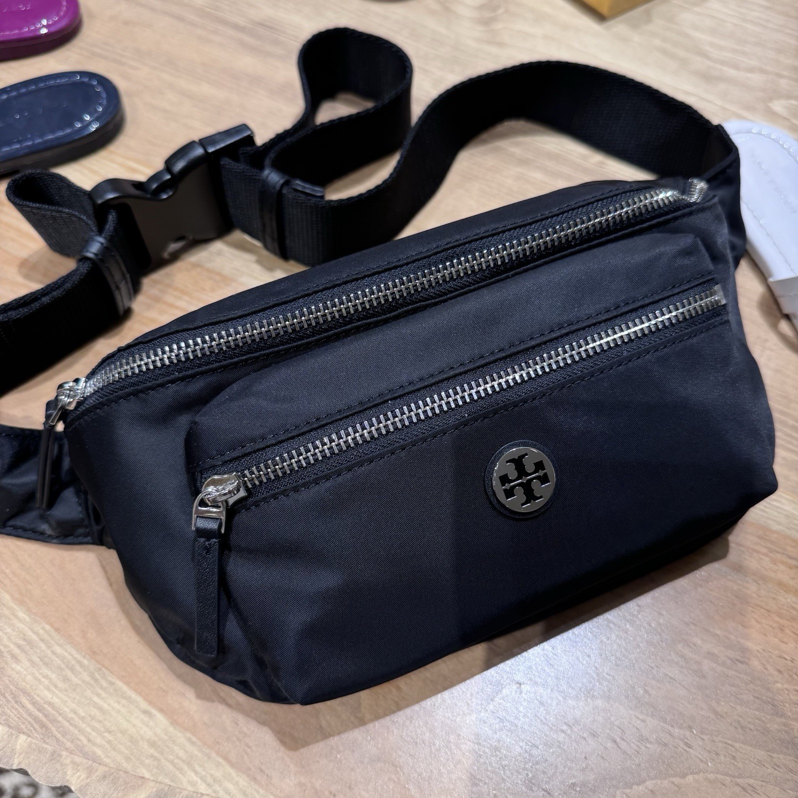 NWT Tory Burch 170436 Nylon Belt Bag Black Fanny Pack Waist Zip Crossbody