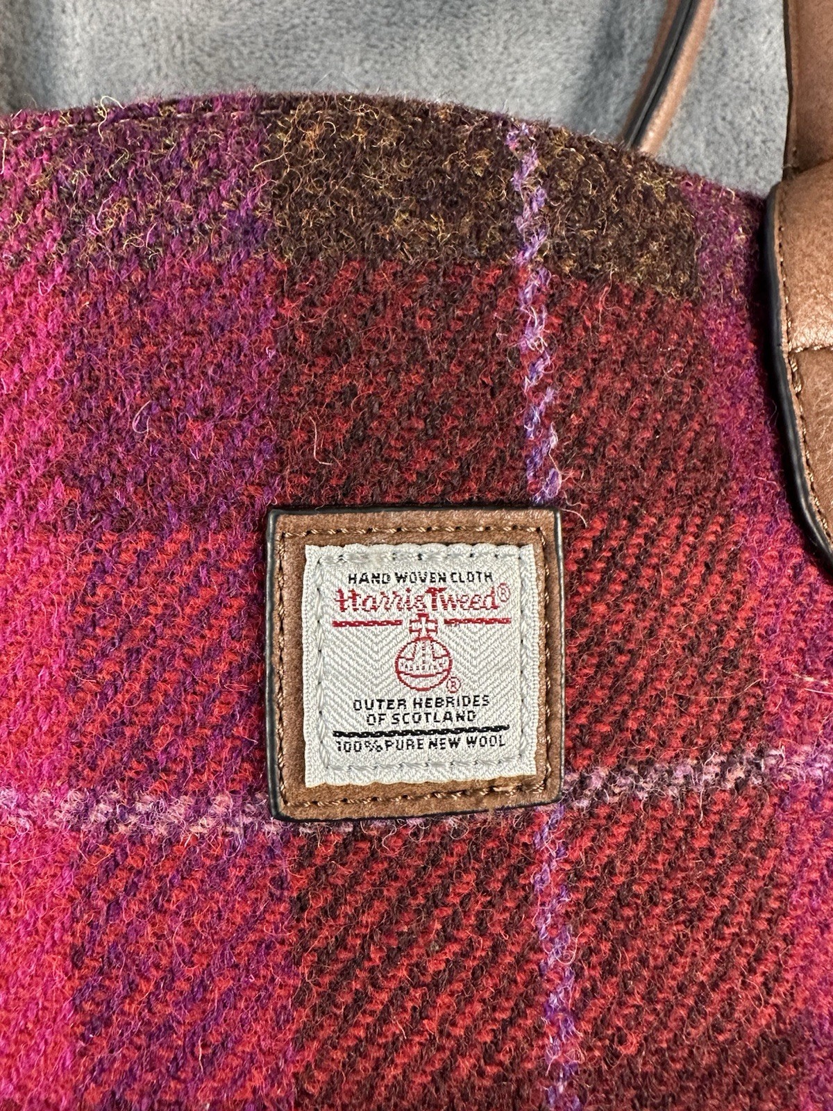 Harris Tweed Cassley Classic Pink Check Tartan Handbag Shoulder Bag