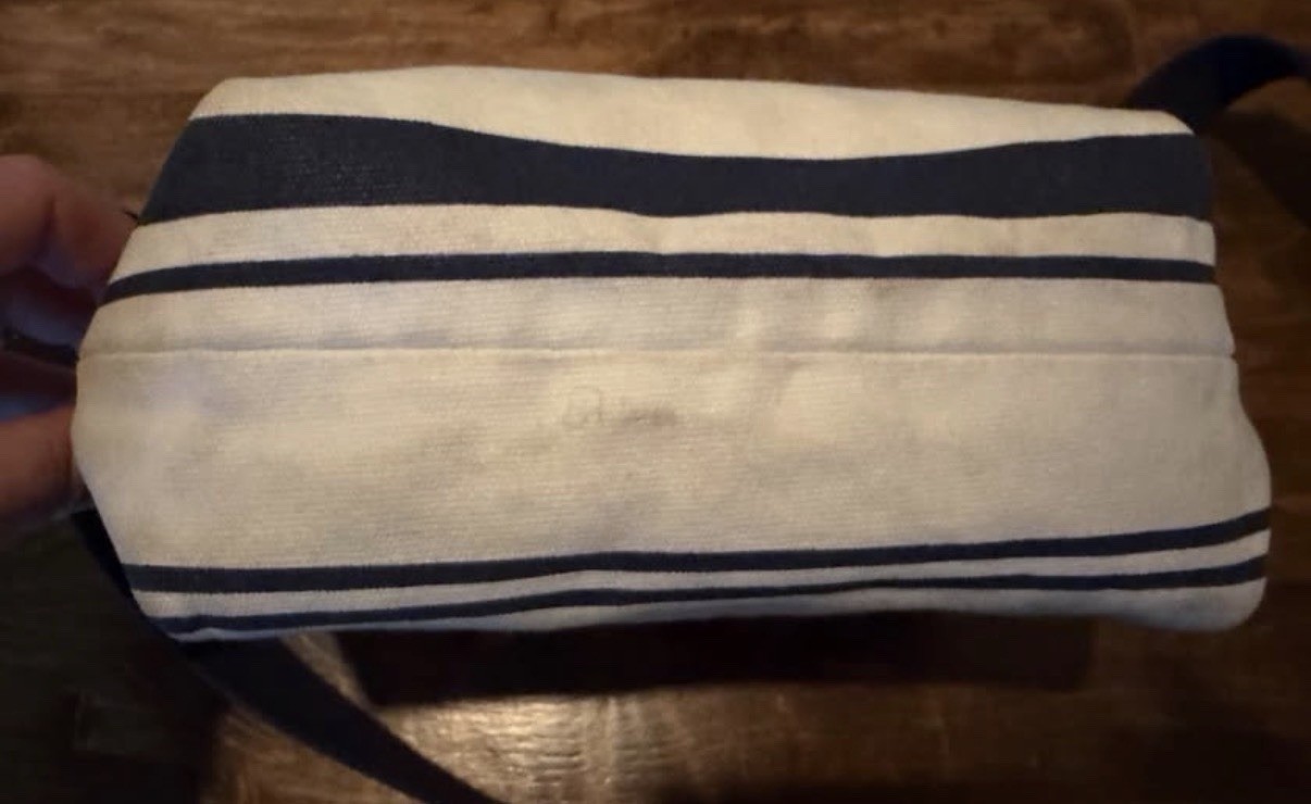 A New Day Navy & White Striped Shoulder Bag Zip Closure Adjustable Strap