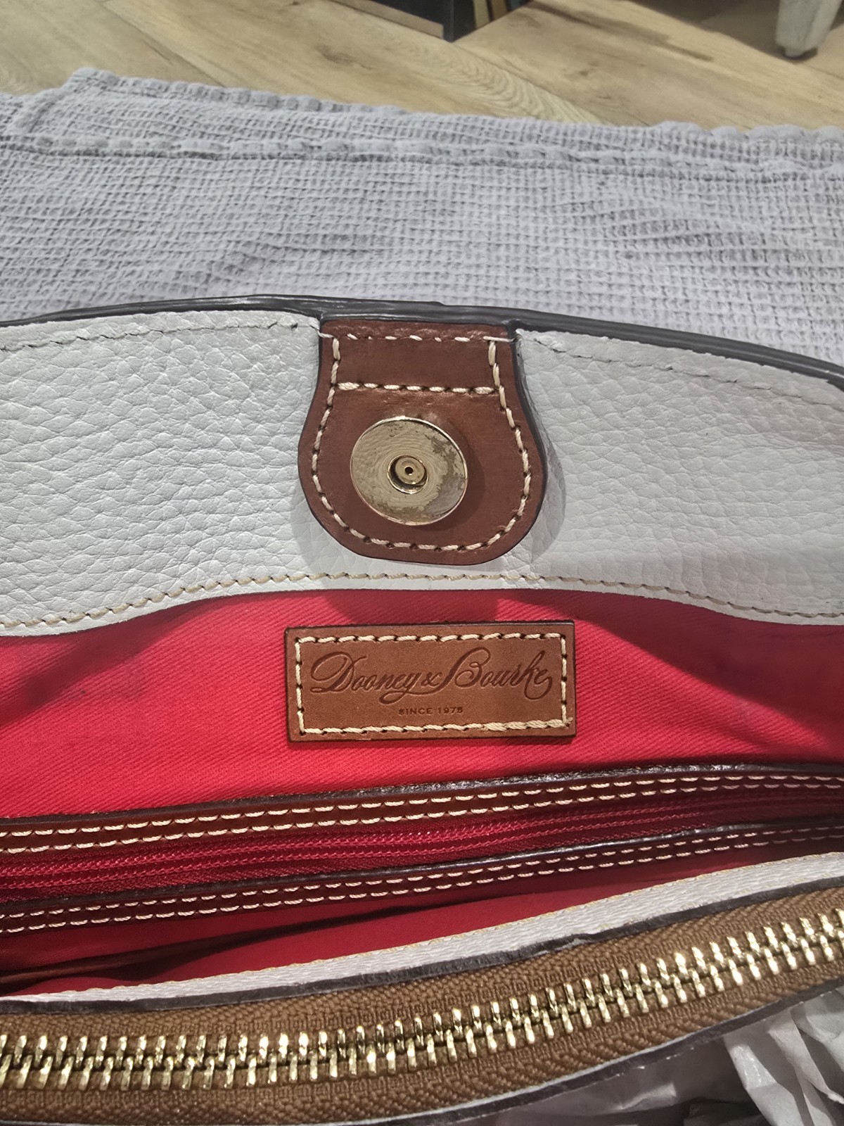 Dooney & Bourke Chelsea Shopper White Pebbled Leather Tote Shoulder Bag Large