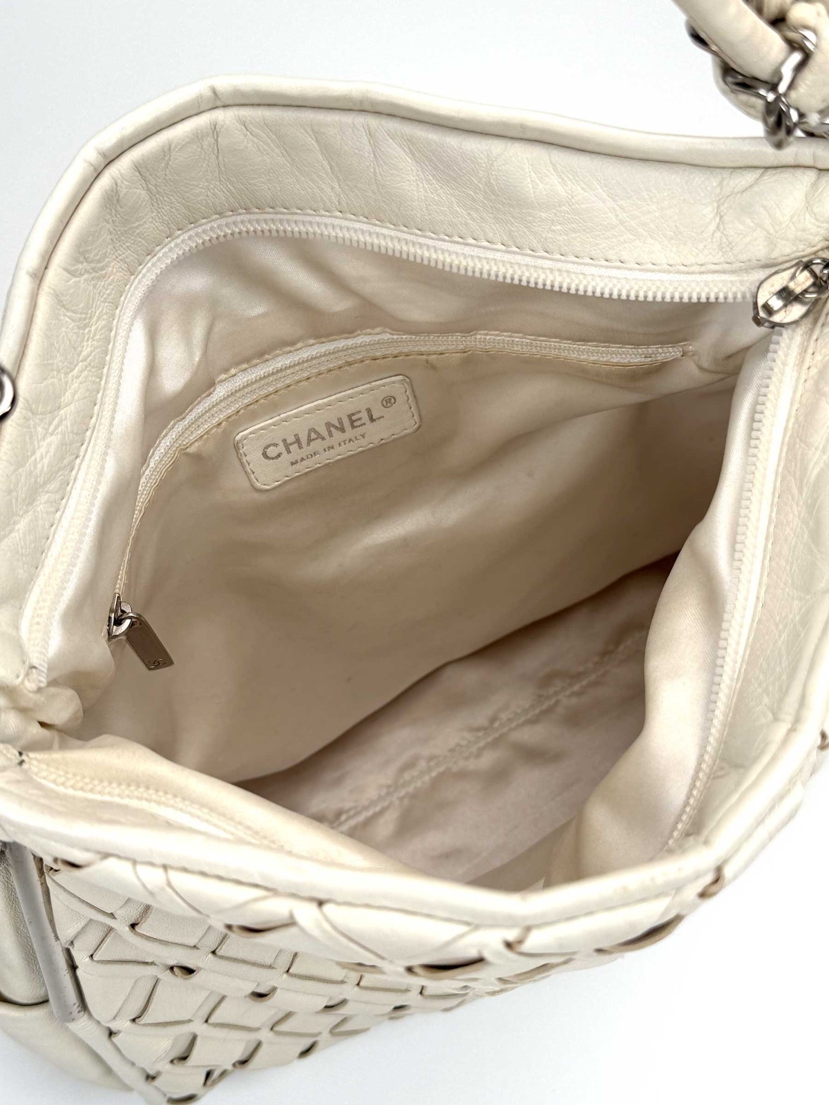 CHANEL Small Ultimate Soft Sombrero Hobo White Lambskin Silver Hardware