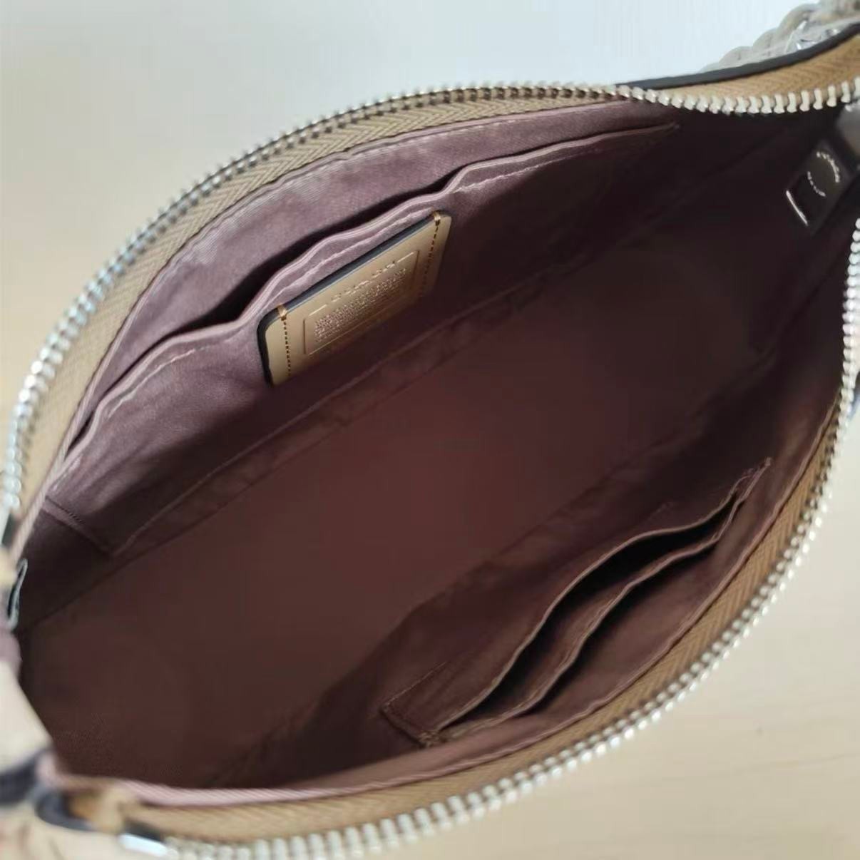 New Coach Teri Shoulder Bag In Signature Canvas Silver /Sand/Taupe CV933