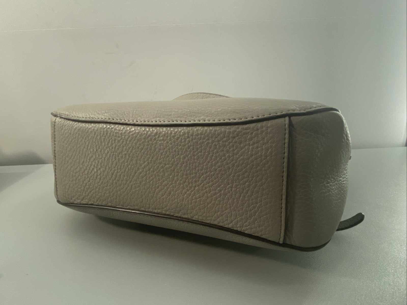 Kate Spade Jackson Gray Taupe Soft Pebbled Leather Medium Flap Crossbody Bag
