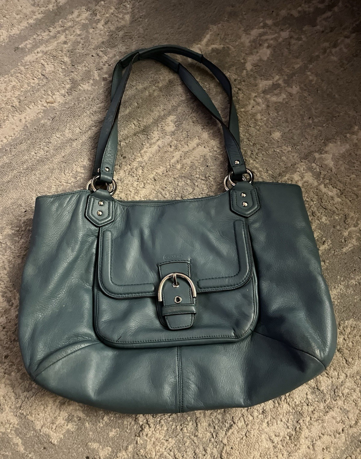 Coach Campbell Belle Carryall handbag in teal leather