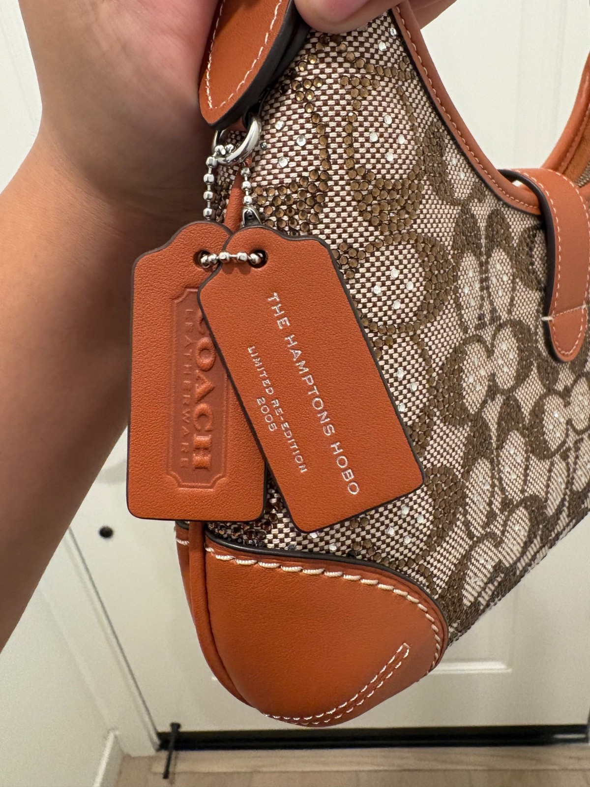 Coach Hamptons Hobo Burnished Amber Crystal Signature Jacquard NWT Gift Boxed
