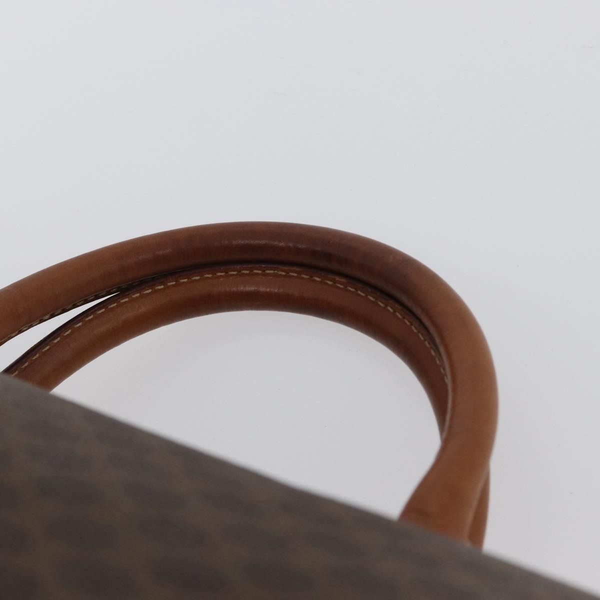 CELINE Macadam Canvas Boston Bag PVC Leather Brown Gold Auth ka2619