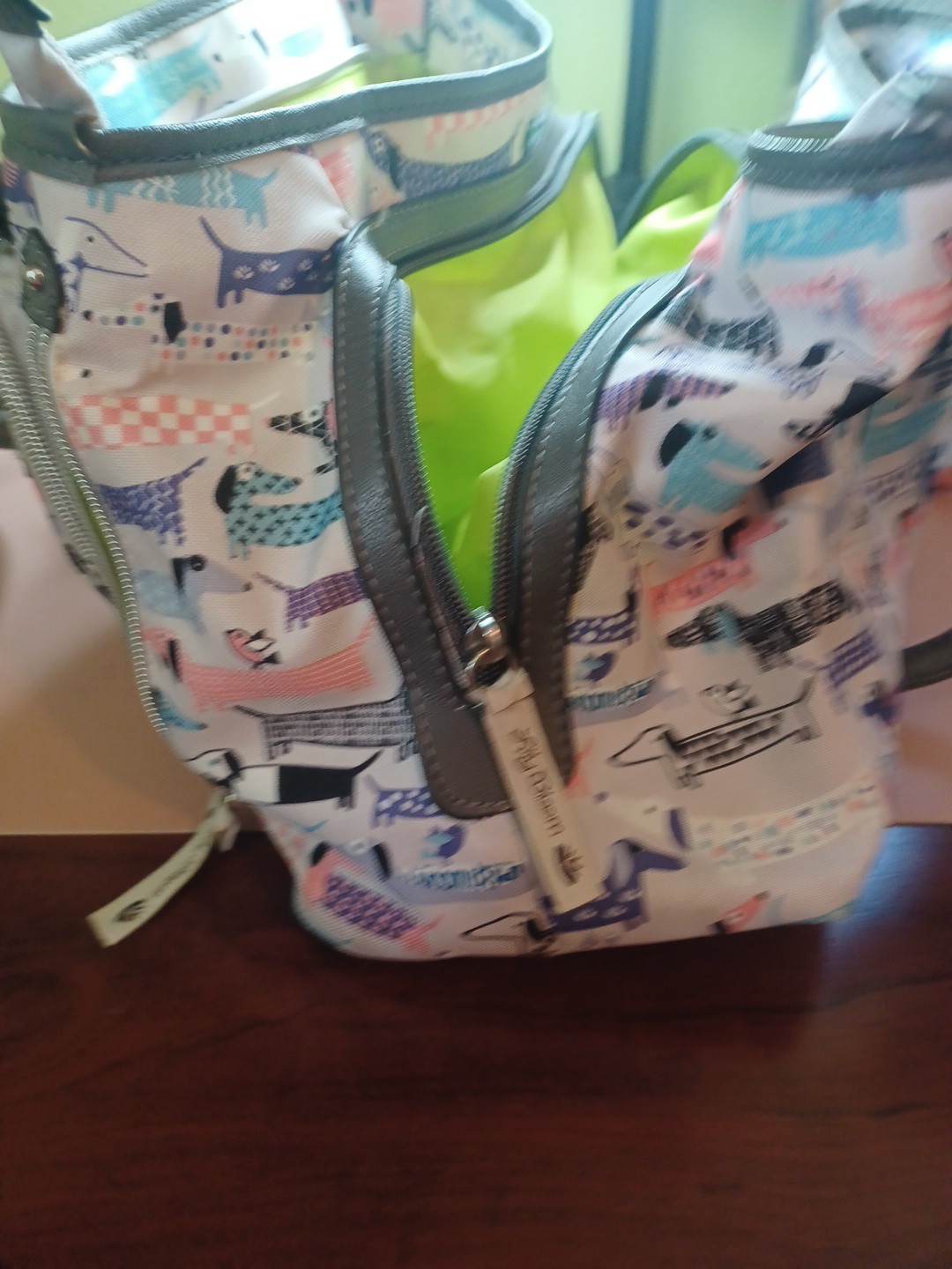 Lilly Bloom Retired Dachshund Satchel Purse Gray Handles And Trim