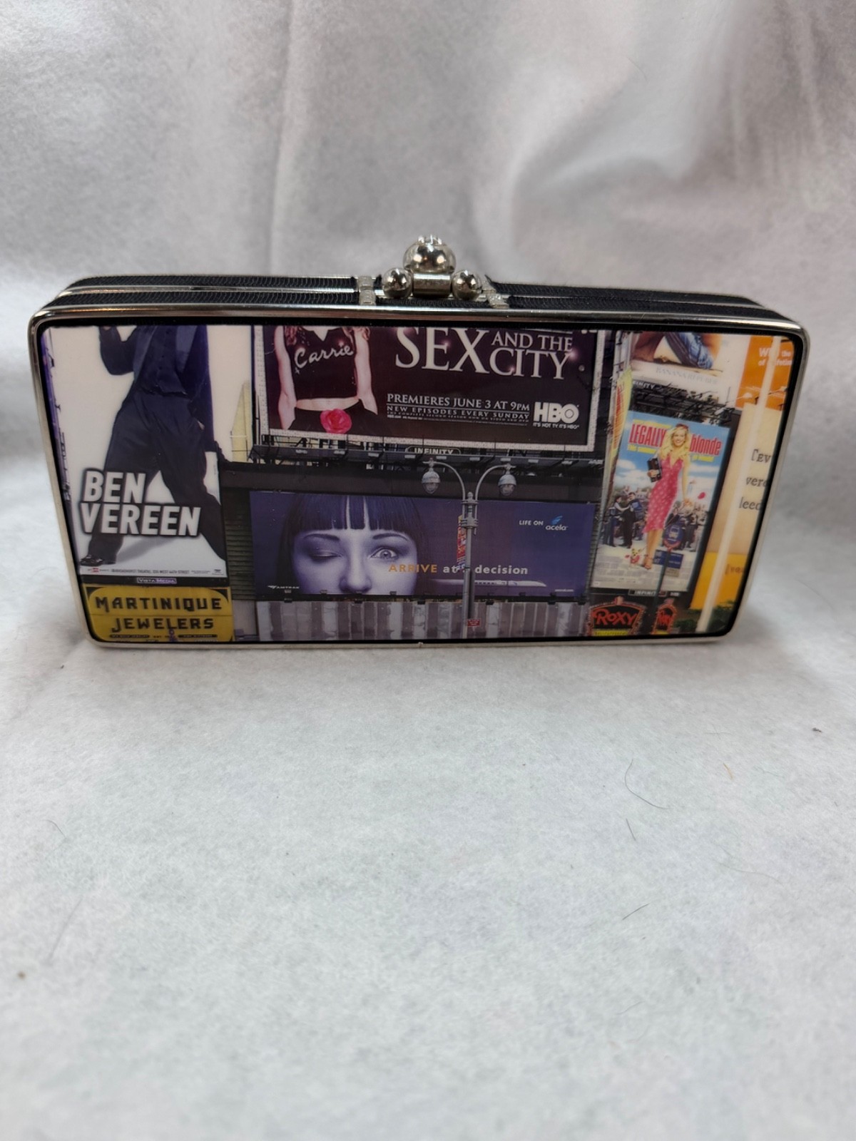 Vintage Hardshell Handbag Novelty Clutch New York City Pop Culture Print