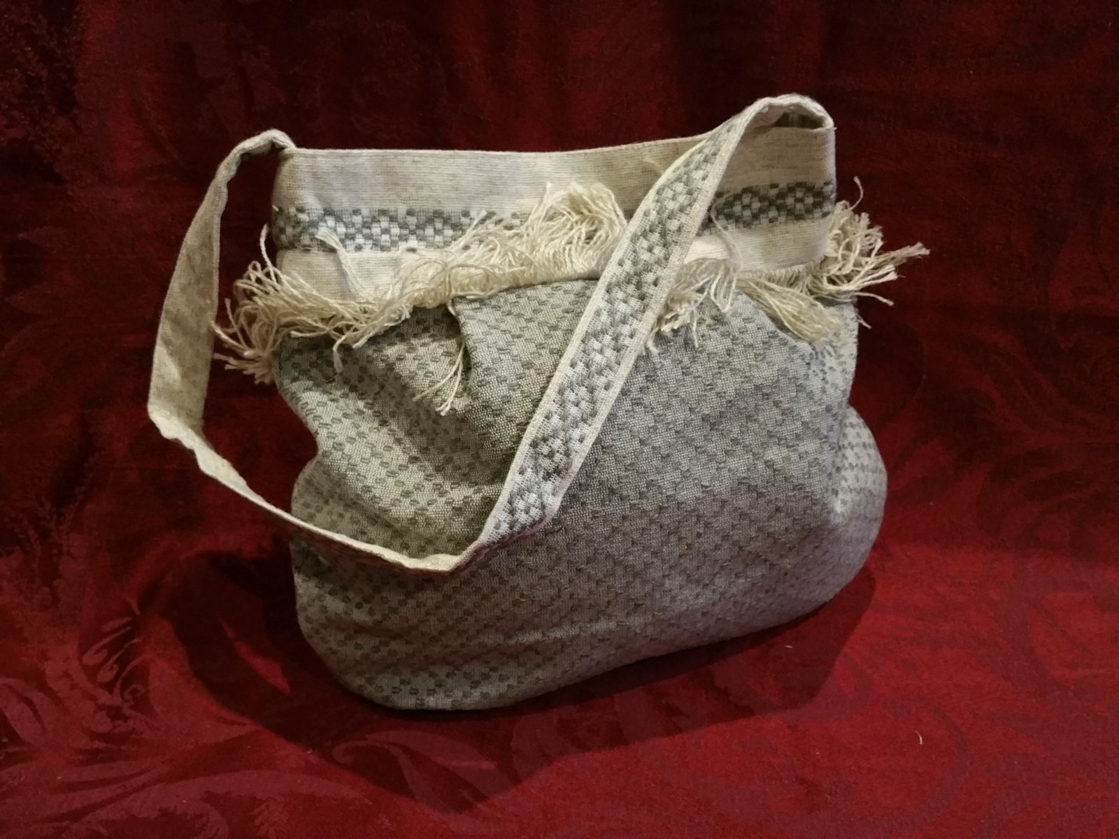 Linen (flax) handmade bag, 32x35cm, made in Belarus