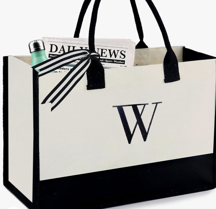 New Canvas Tote Canvas Bag, Monogram Letter W