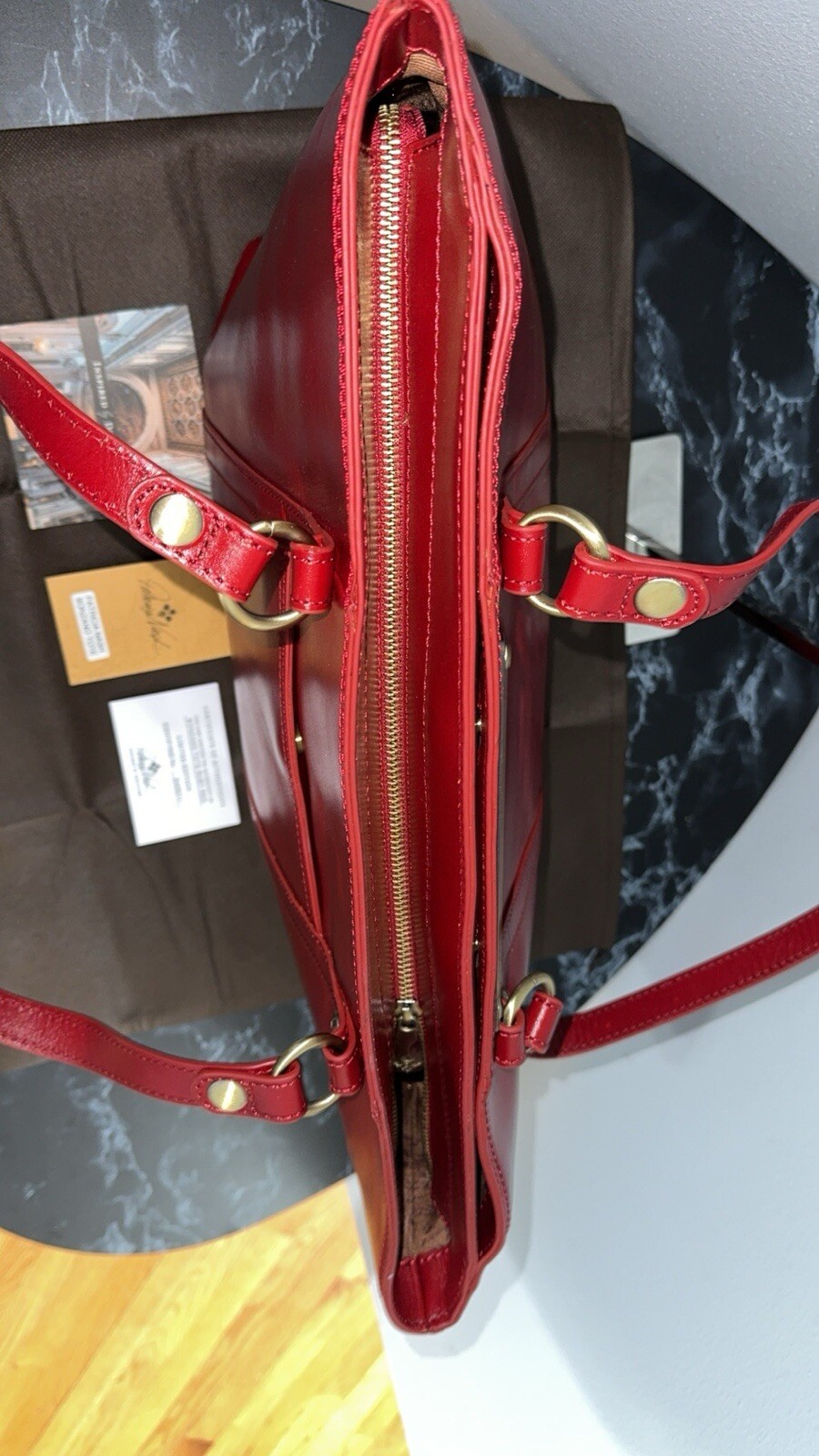 PATRICIA NASH Discovery Leather Bonzano Tote Ruby Red Large Bag AUTHENTIC NEW