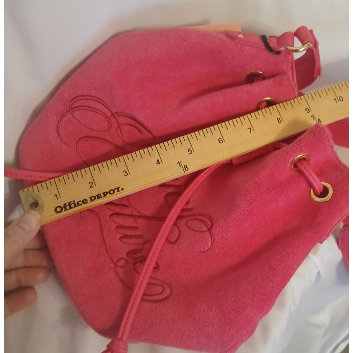 Juicy Couture Beach Couture Crossbody Terry Cloth Pink Flash Bucket Bag New