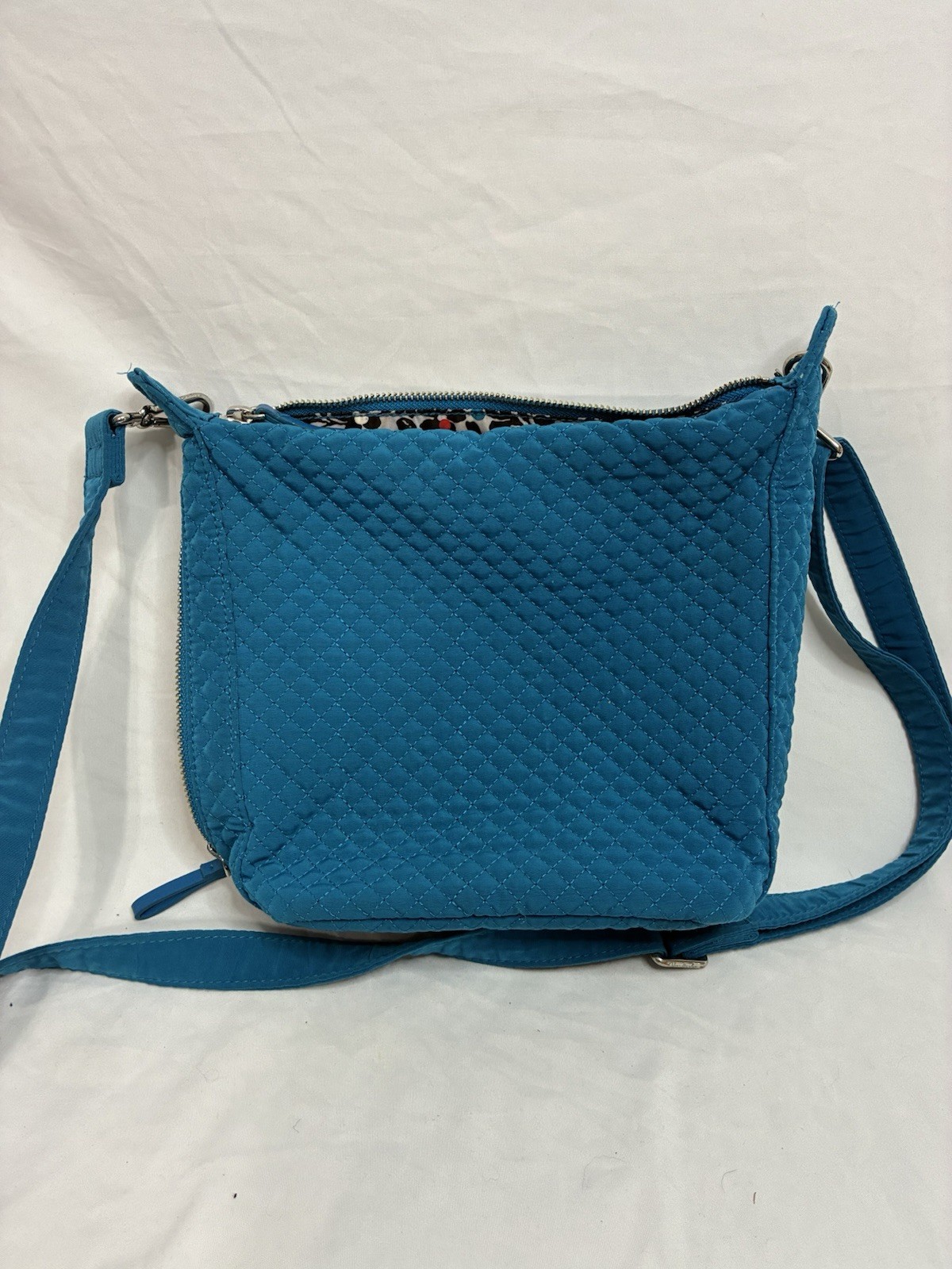 Vera Bradley Women’s Blue Solid Crossbody Bag Zip Closure, Adjustable Strap