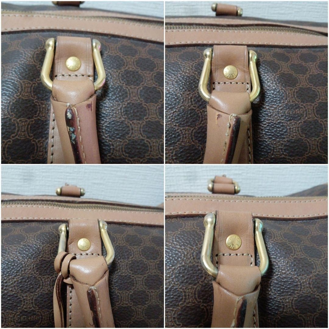 CELINE Macadam Boston Bag Brown PVC Leather Travel Luggage Bag Weekend Duffel