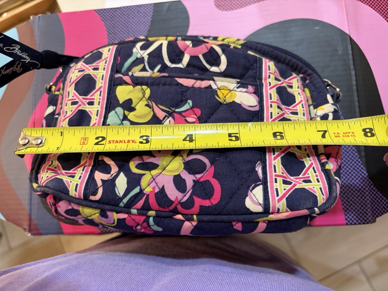 Quilted Vera Bradley Mini Chain Crossbody Bag Retired “Ribbons” Print