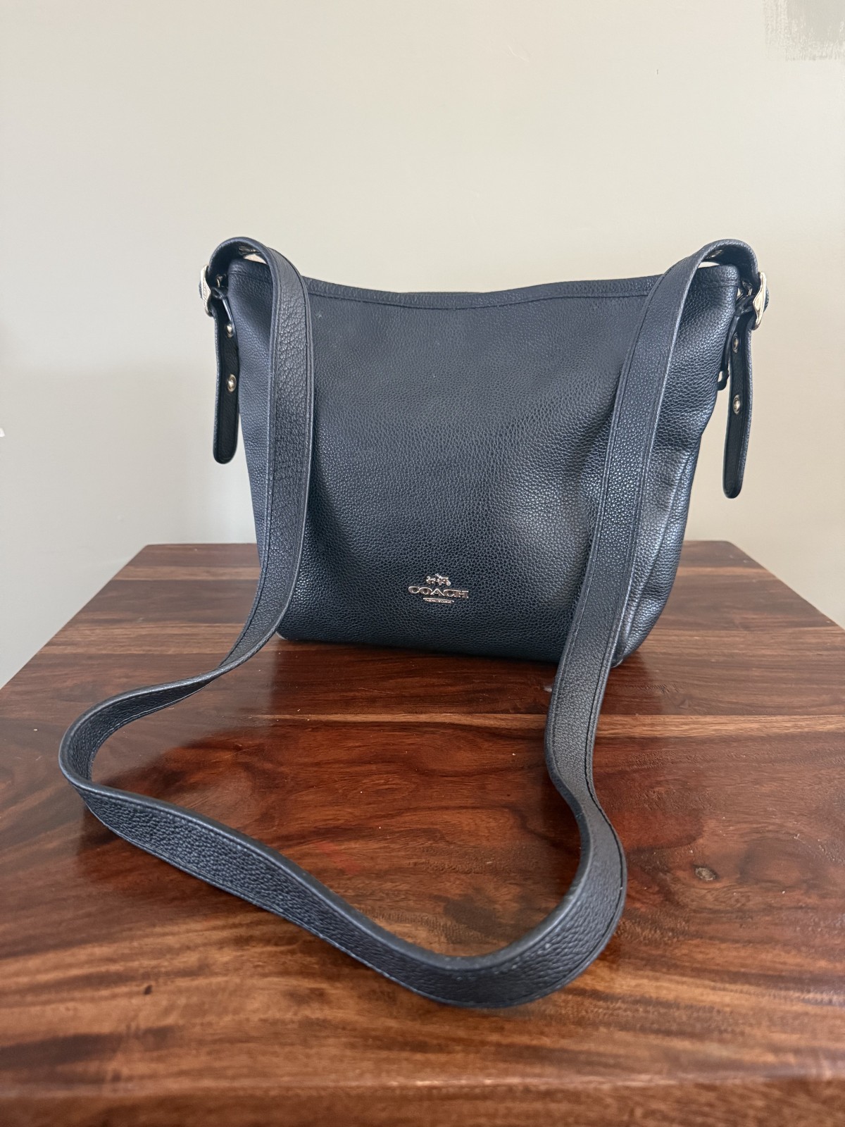 Coach Val Duffle C2818 Black Pebbled Leather Shoulder Crossbody Bag