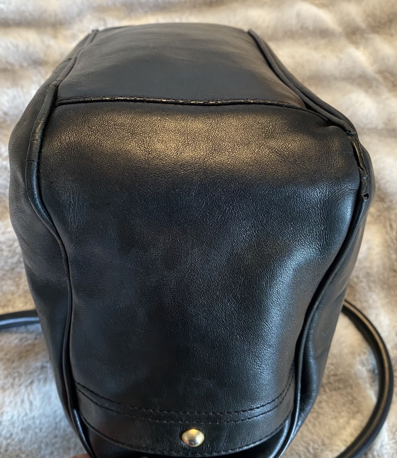 Forth & Towne Black Smooth Leather Large Top Handle Tote