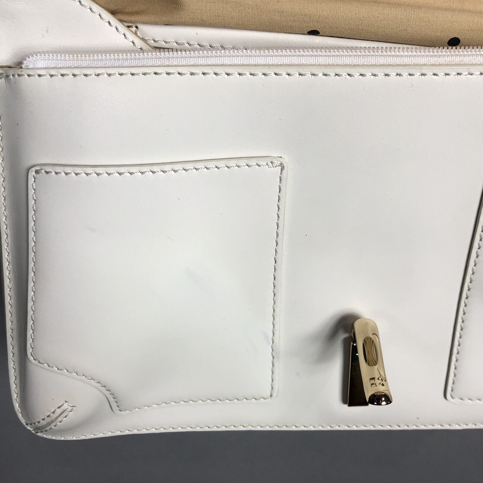 Kate Spade Gavin Sutton White Leather Shoulder Bag Clasp Closure Formal Casual