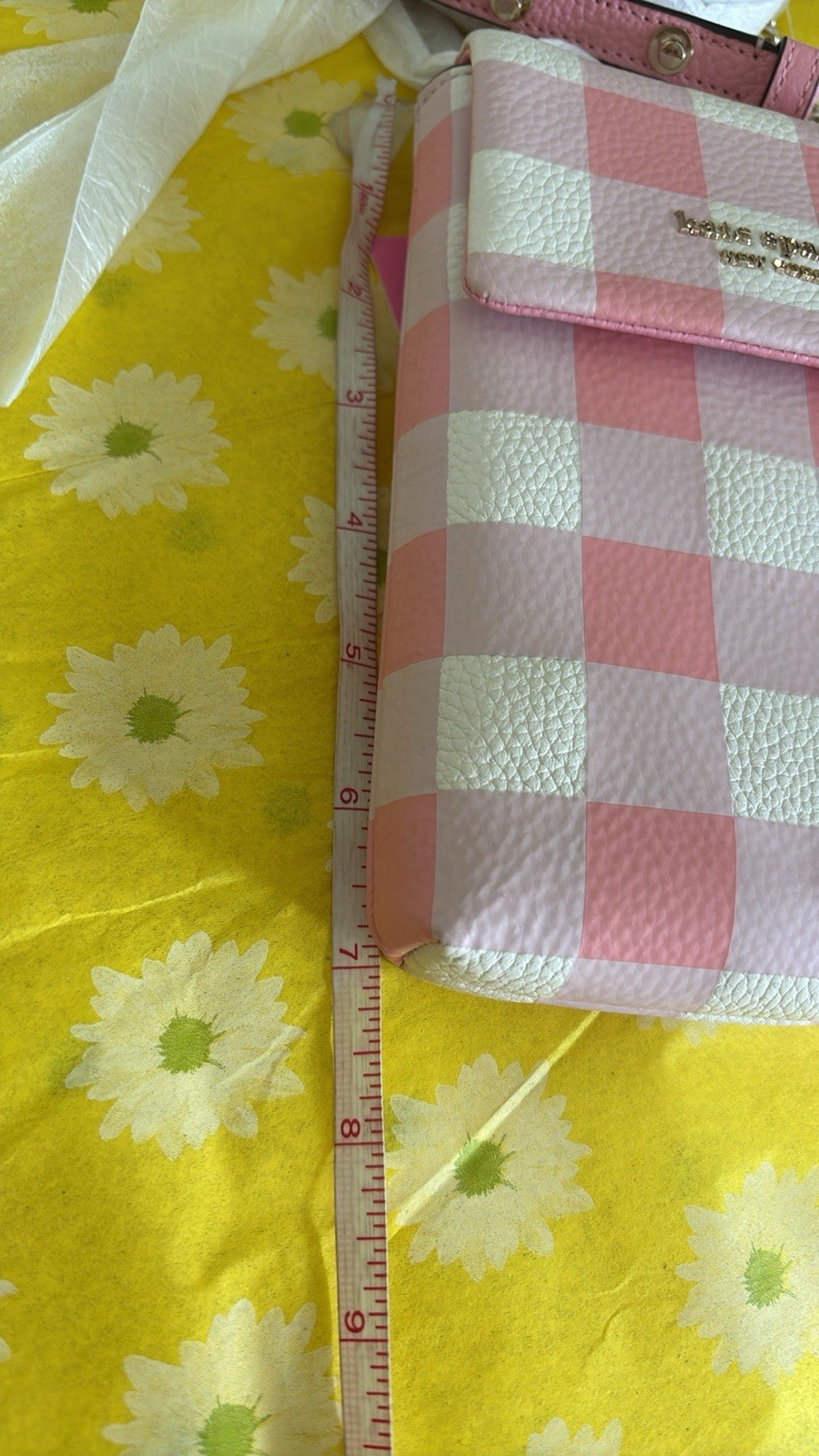 NWT Kate Spade Pink And White Gingham Crossbody