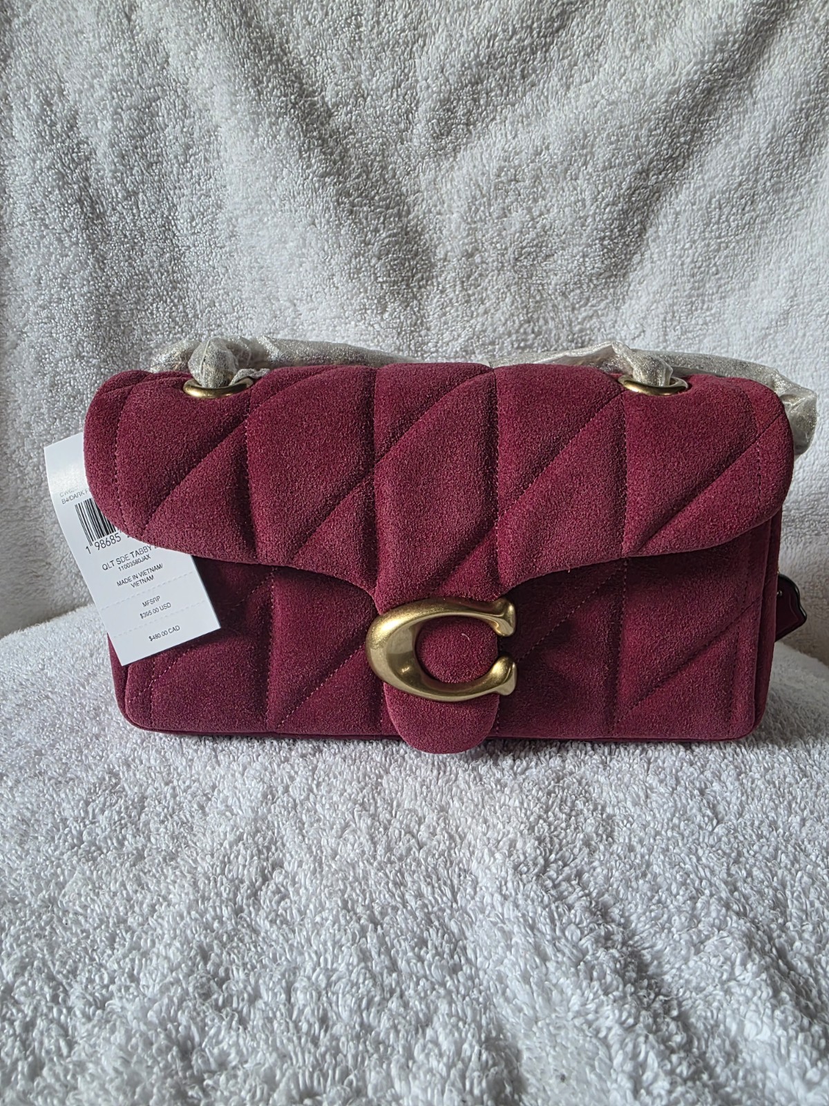 Coach Tabby Small Shoulder Bag 20 Quilted Fuchsia Gold Hardware Push Lock Chain