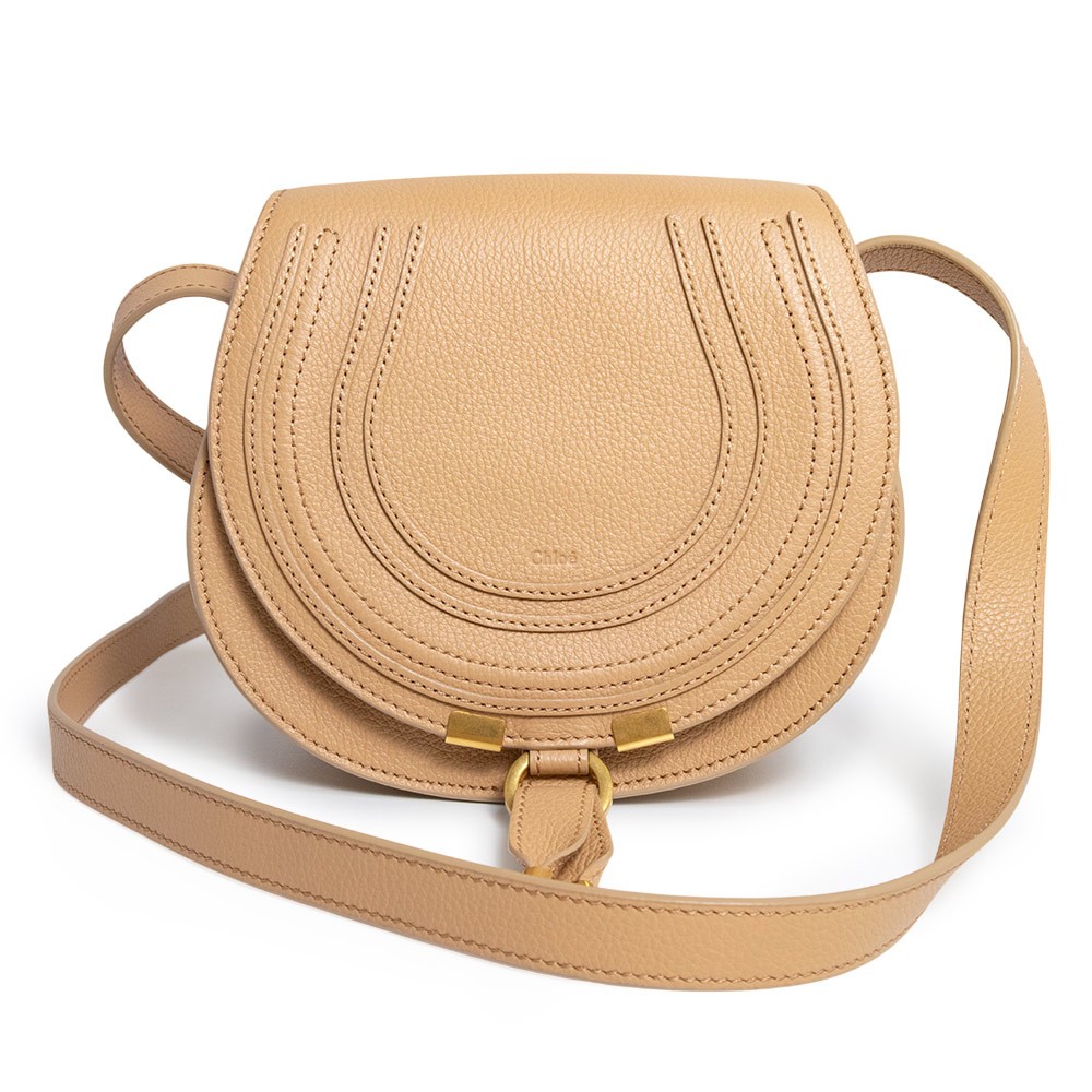 Chloe CHC22AS680I31 Marcie Small Saddlebag Grain calf leather, Milky Brown