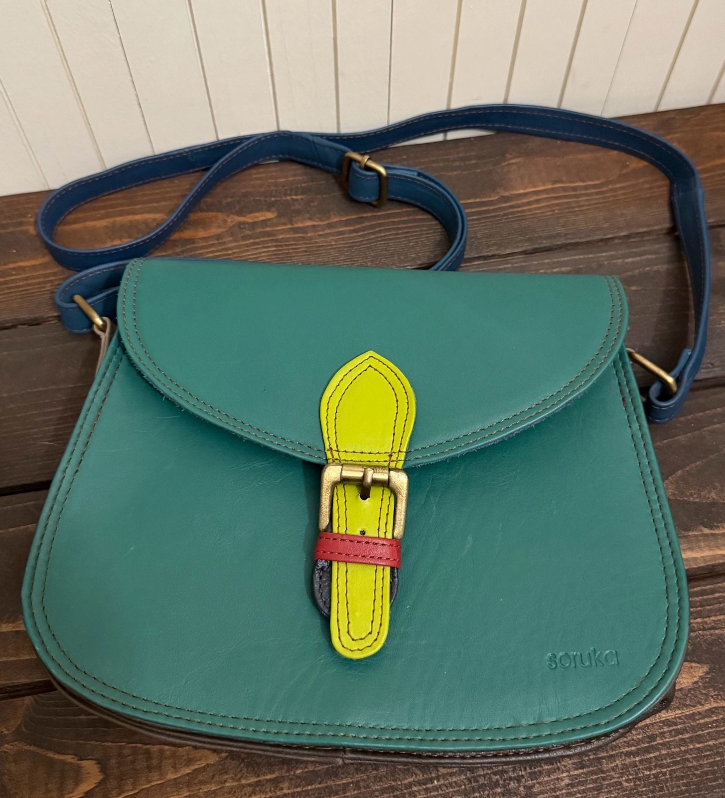 Soruka Quinn Recycled Leather Multicolored Crossbody Purse