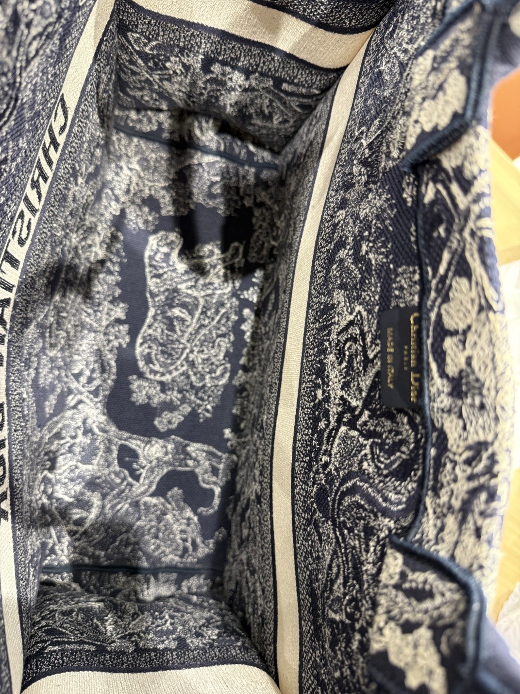 Dior Book Tote Zoo Collection Large Navy Blue Off-White Embroidered Canvas Daily