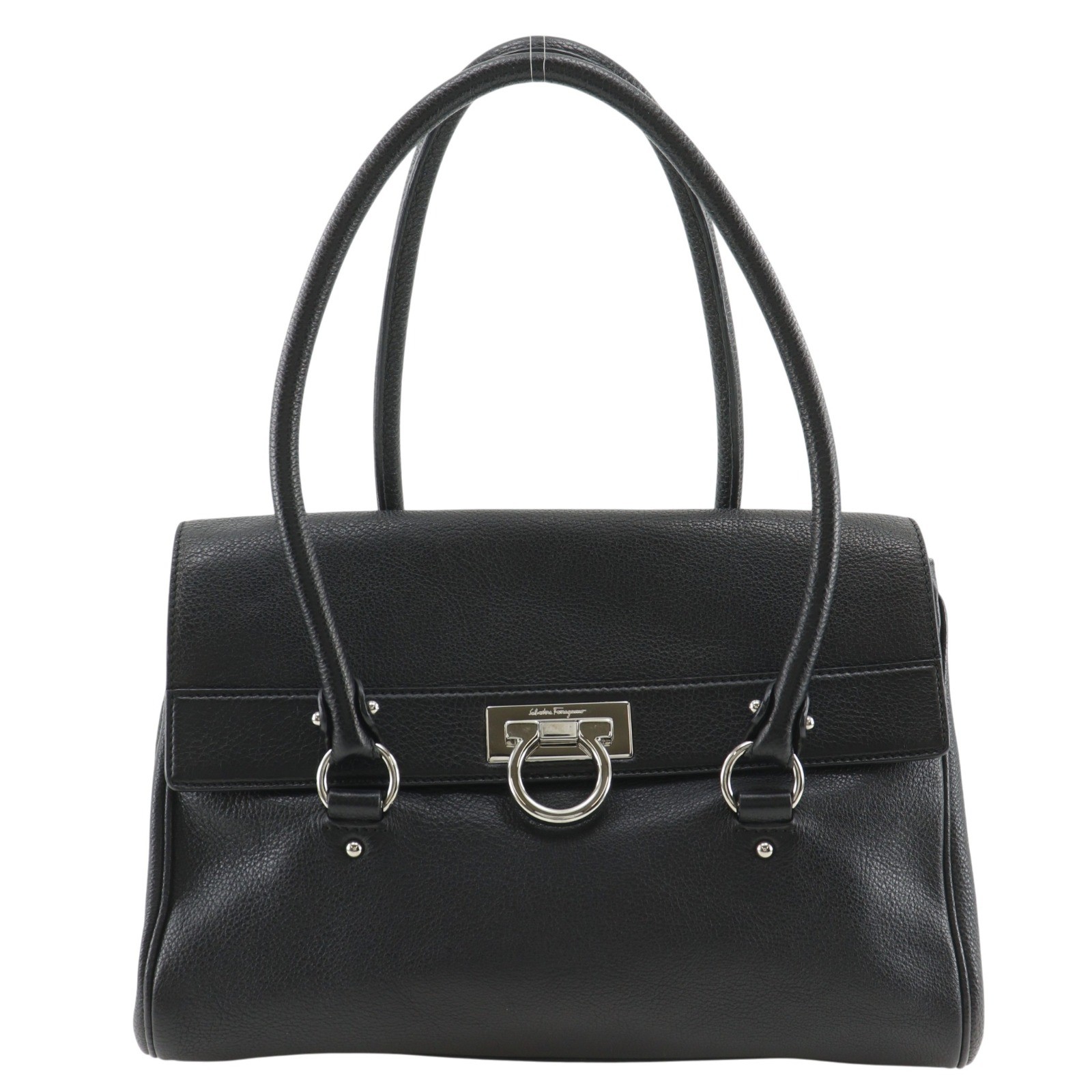 Salvatore Ferragamo FZ-21 C922 Gancini Tote Bag black Calfskin Women