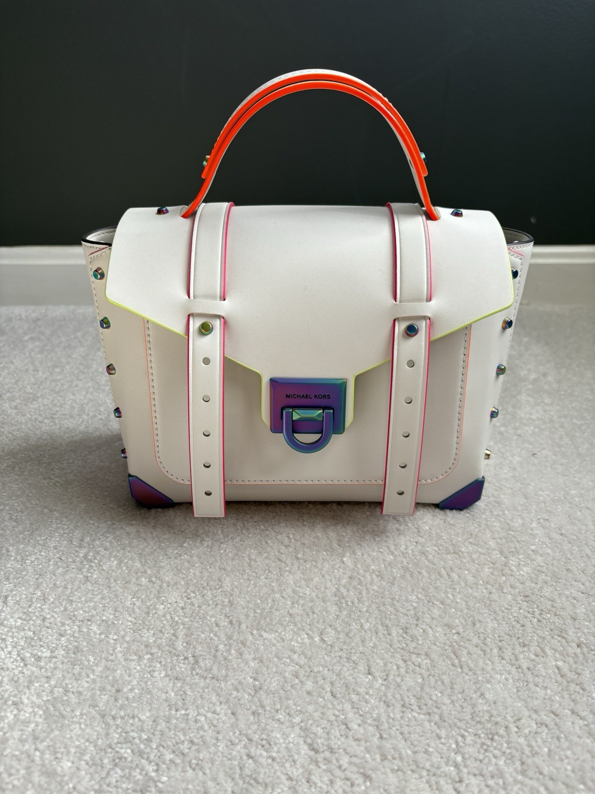 Michael Kors Manhattan Optic White Medium School Satchel Leather Bag~new W/O Tag