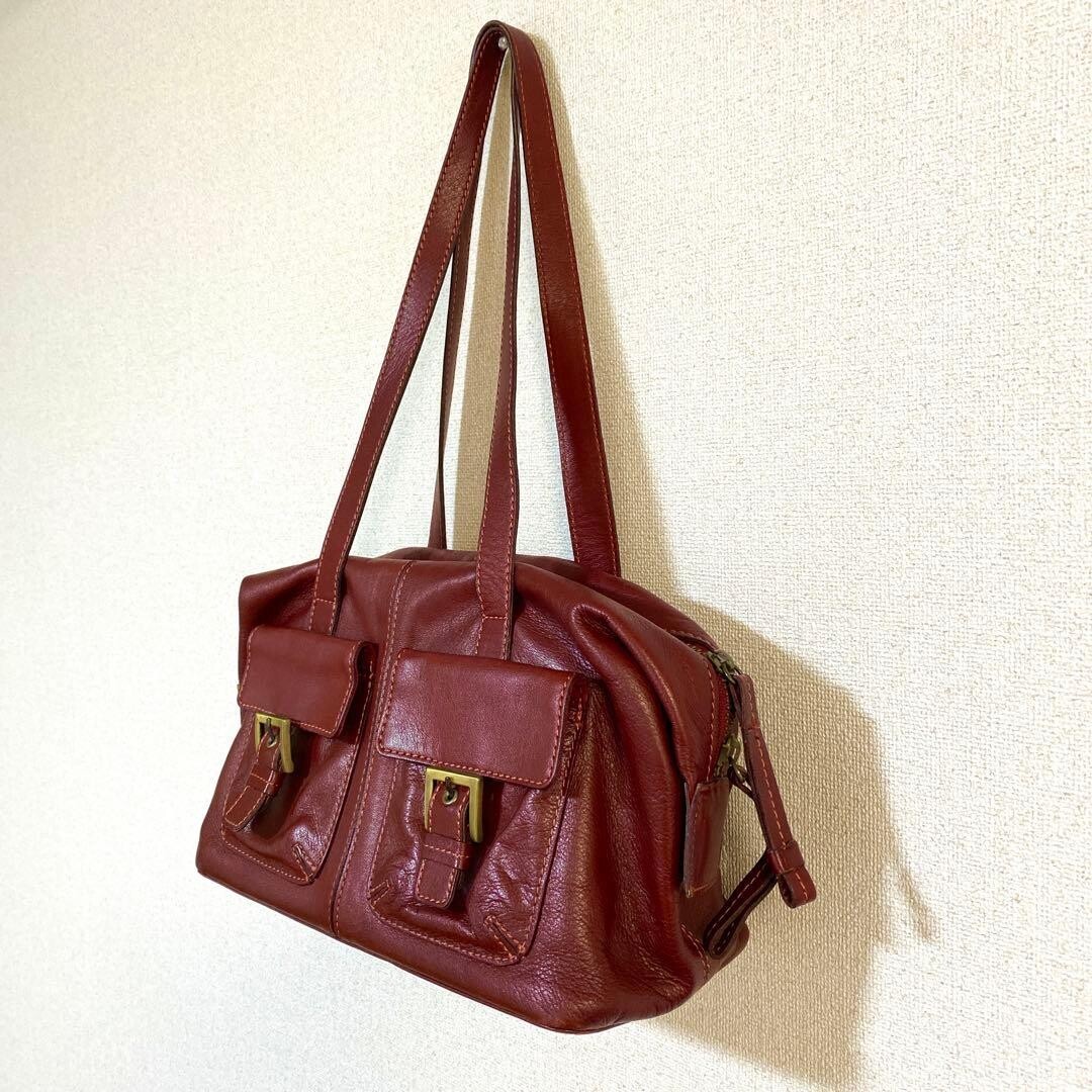 TSUCHIYA KABAN Shoulder Bag Leather Red Vintage Authentic From Japan
