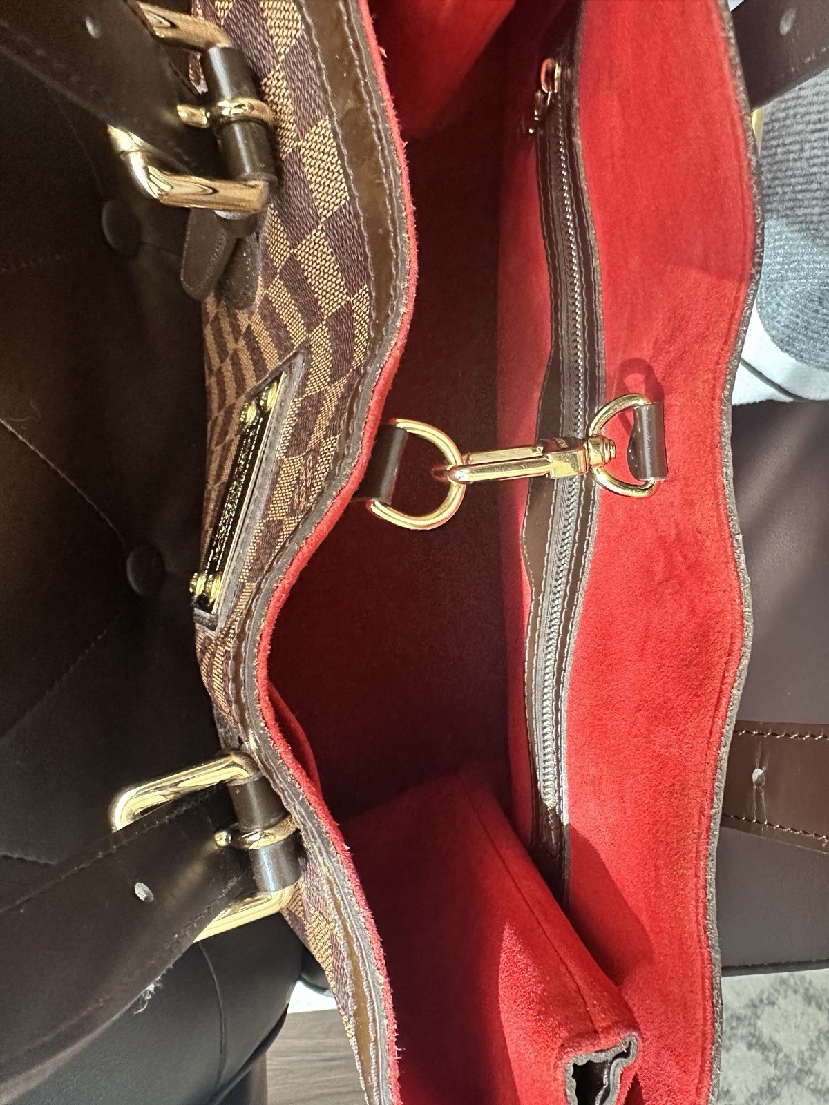 LOUIS VUITTON AUTHENTIC Hampstead MM DamierEbene Brown Tote