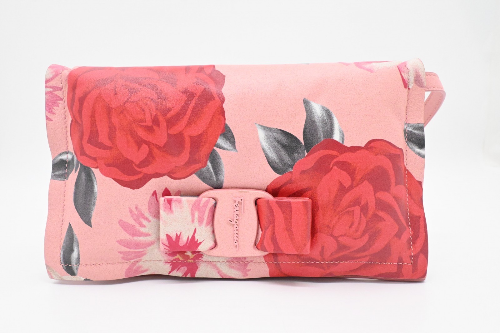 Authentic Ferragamo Vara Viva Bow Shoulder Bag Floral