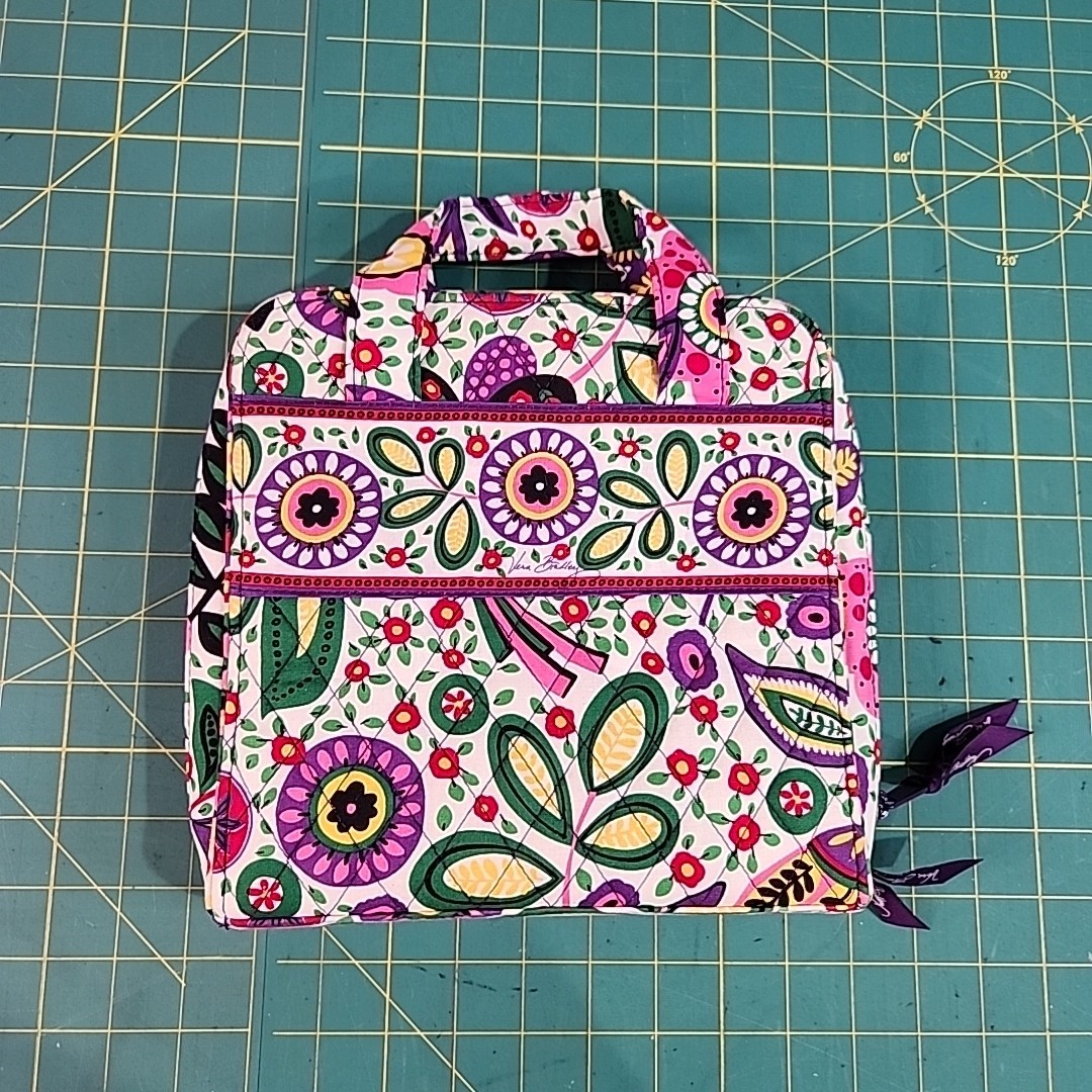 Vera Bradley English Meadow Travel Tech Organizer Green Purple Red & Pink Flower
