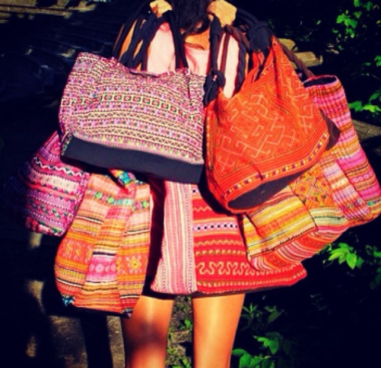 Hmong Embroidered Handmade Totes Boho Bags