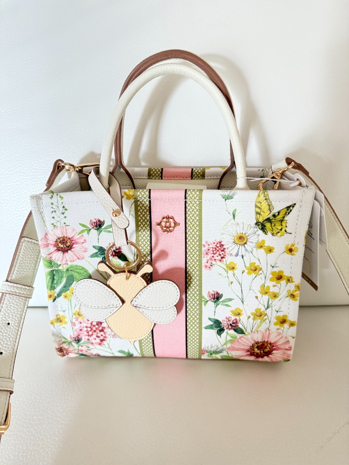 NWT NANETTE LEPORE CHERIE SATCHEL CROSSBODY BAG GARDEN W AIR TAG CHARM