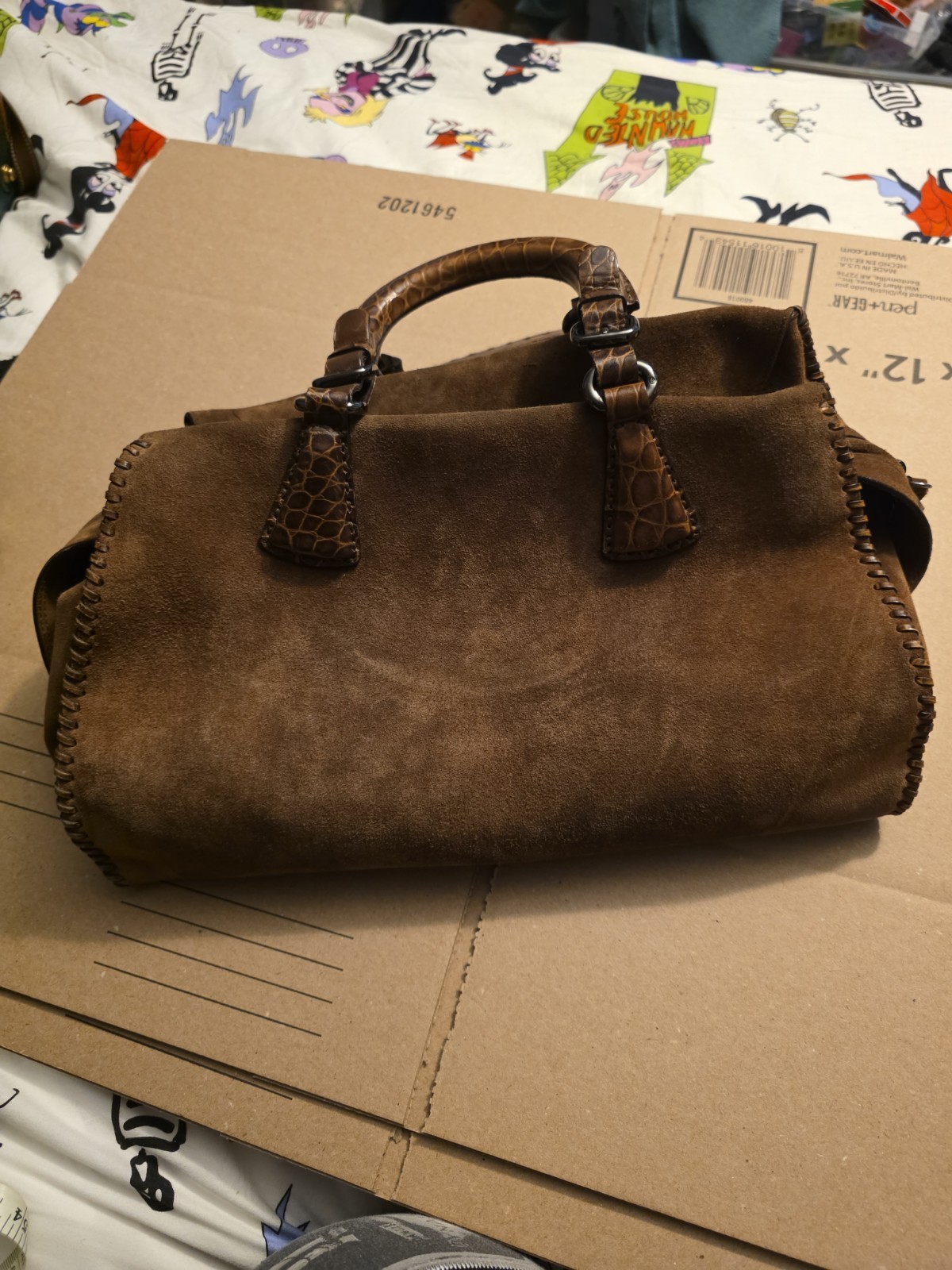 RARE, Brown Suede, Leather Armani Handbag Ornate Leather Stitching, See Pics!