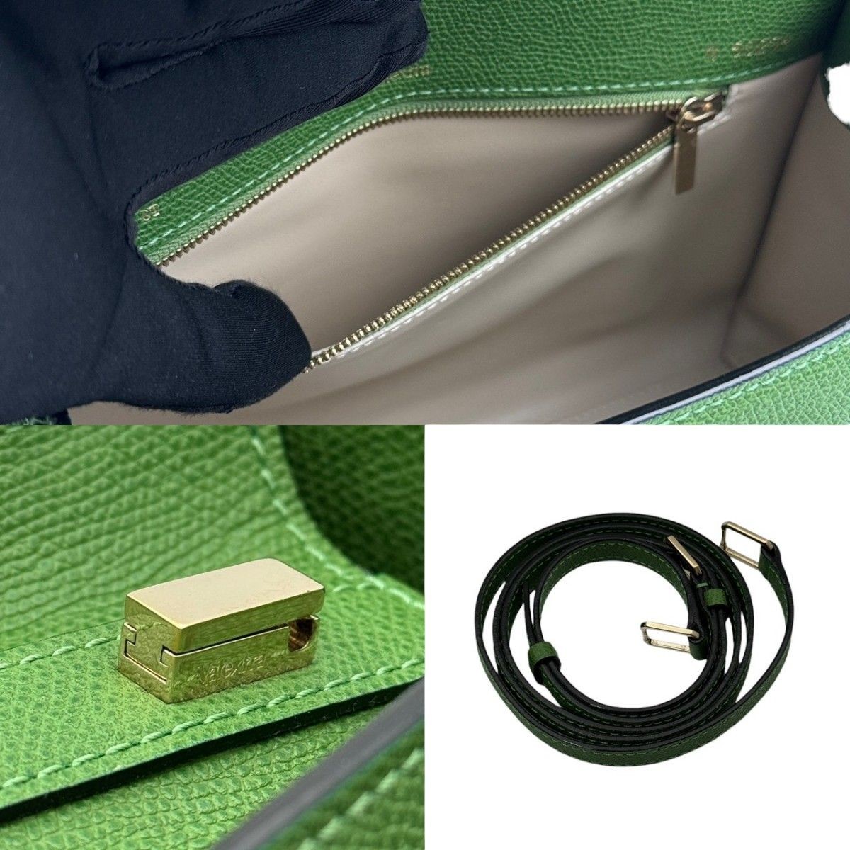 VALEXTRA Bag: Iside Medium Green W26H19D13cm w/strap dust bag;