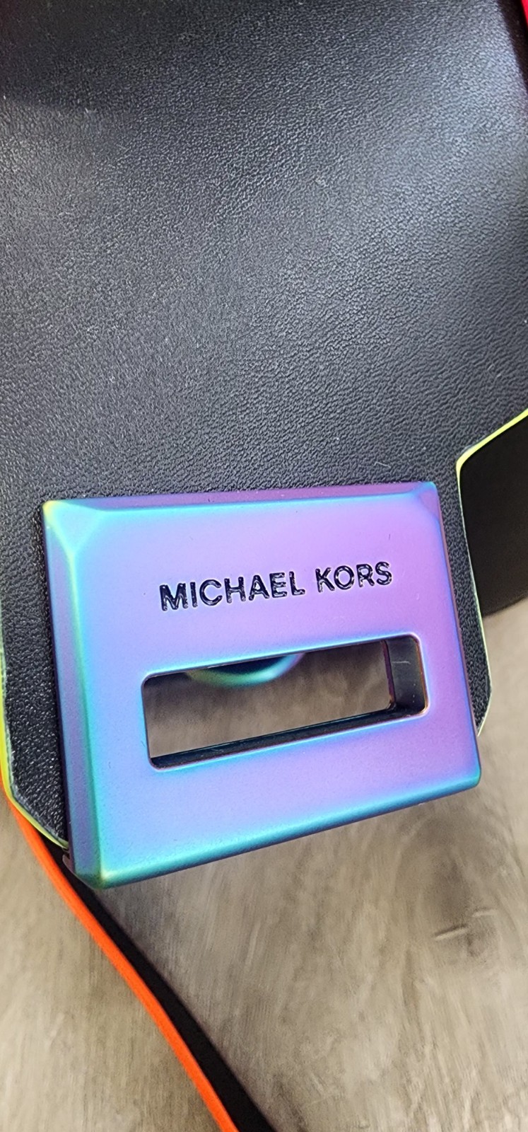 ❤️Michael Kors Manhattan Medium Top Handle School Black/Oil Slick Satchel