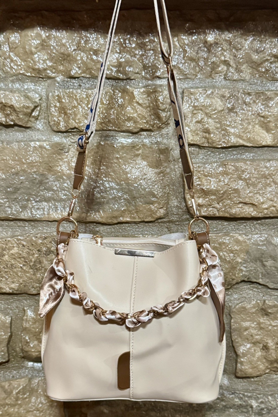 New Fashion Women’s Shoulder Bag Large Capacity Ribbon Chain Bucket Bag