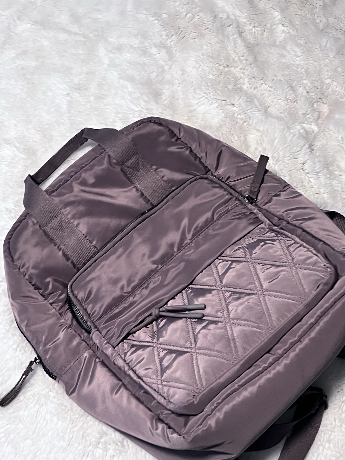 Quilted Diamond Mauve Purple Womens Backpack Travel Everyday School Bag
