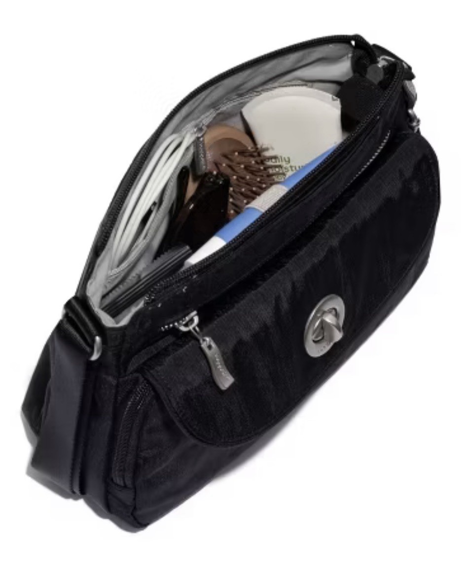 Baggallini Soleil Crossbody Bag Water Repellent RFID Black NEW 11×8