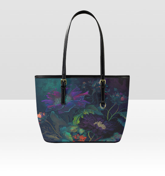 Custom Tote Hand Shoulder Bag 12 X 15 Gothic Victorian Glowing Flowers Mystical