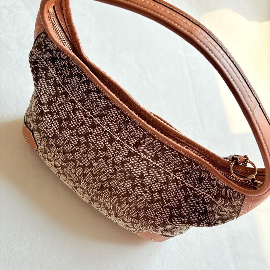 COACH One Shoulder Bag Canvas Brown Vintage Authentic From Japan #3762
