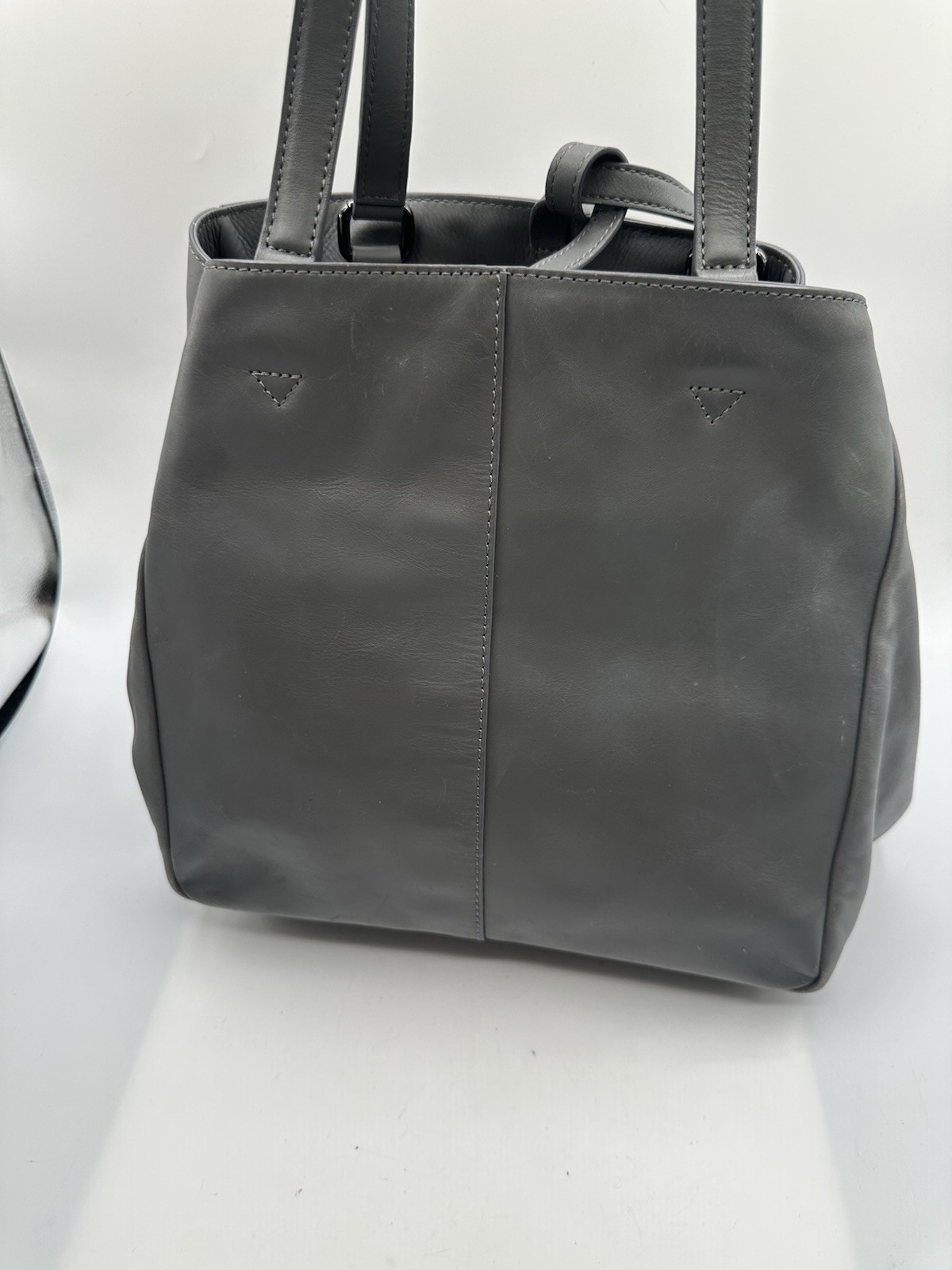 DKNY Gray Leather Studded Tote Shoulder Handbag