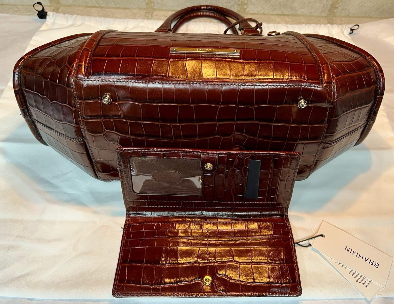RARE, HTF, NWOT Brahmin Arden Cognac Trance Leather Satchel+ NWT Ady Wallet
