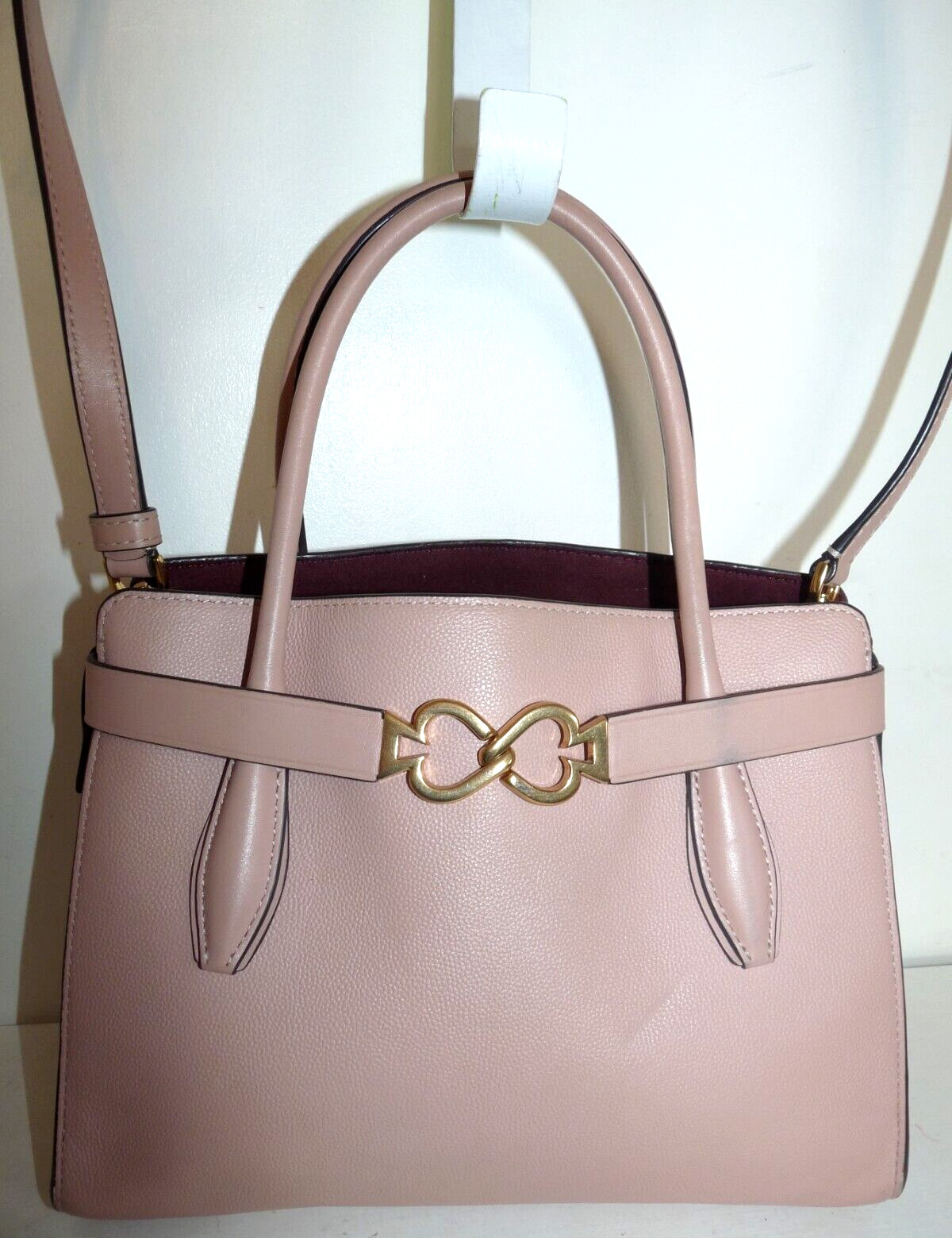 Kate Spade New York Blush Pink Leather Crossbody Bag Interlocking Spade Accent