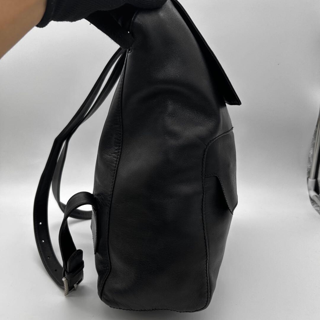 Hirokohayashi Black Leather Backpack A4 Silver Hardware Women Auth